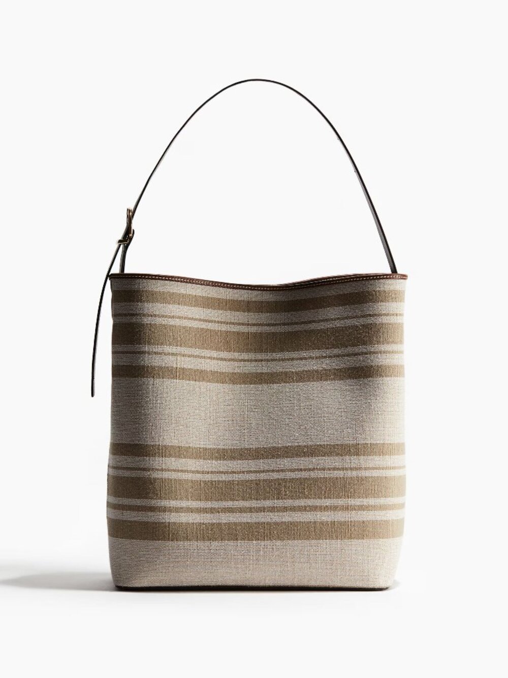 New H&M Beige Striped Large Shopper Bag Tote
